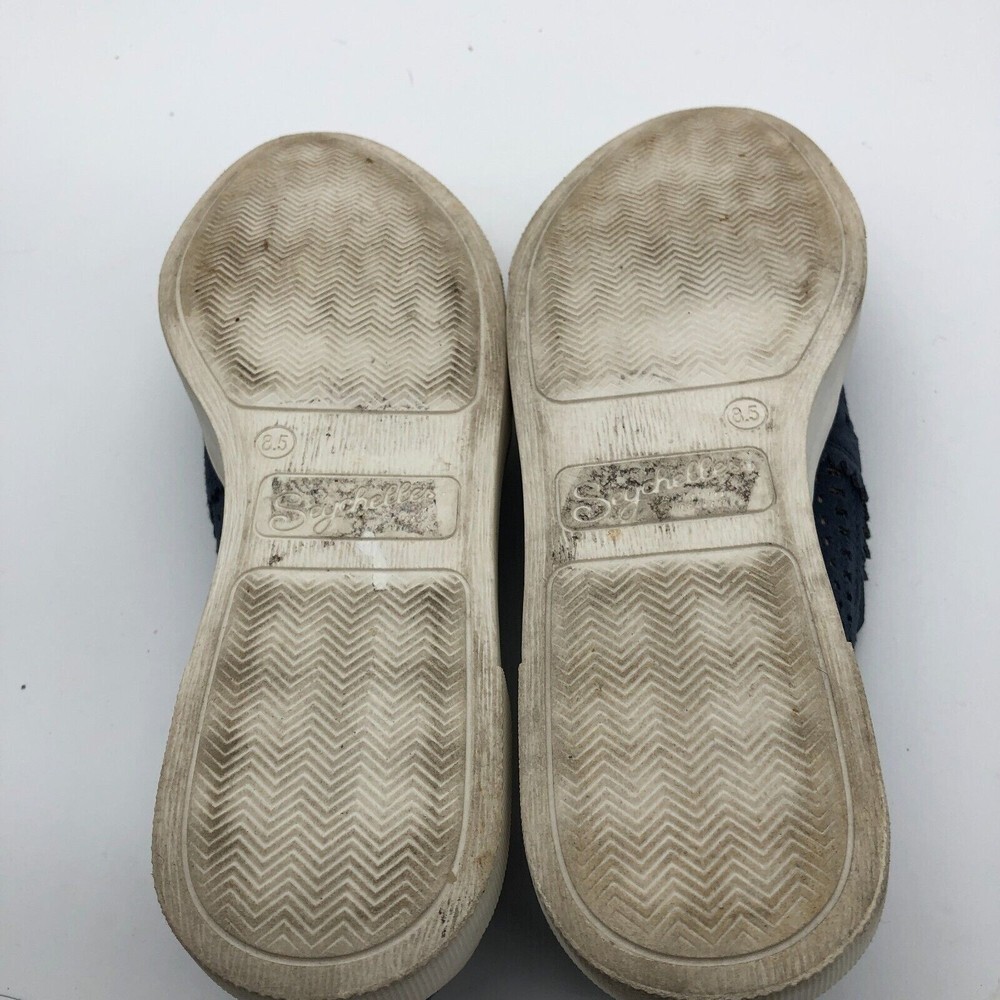 Seychelles Sneakers Shoes Womens 8.5 Blue Even Better Leather Slip On Laser Cut - Picture 6 of 8